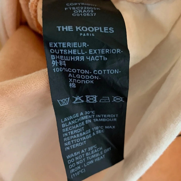 The Kooples Tie Dye Ombré Embroidered Kiss Orange & Ecru Tshirt Sz 2 - Picture 6 of 8